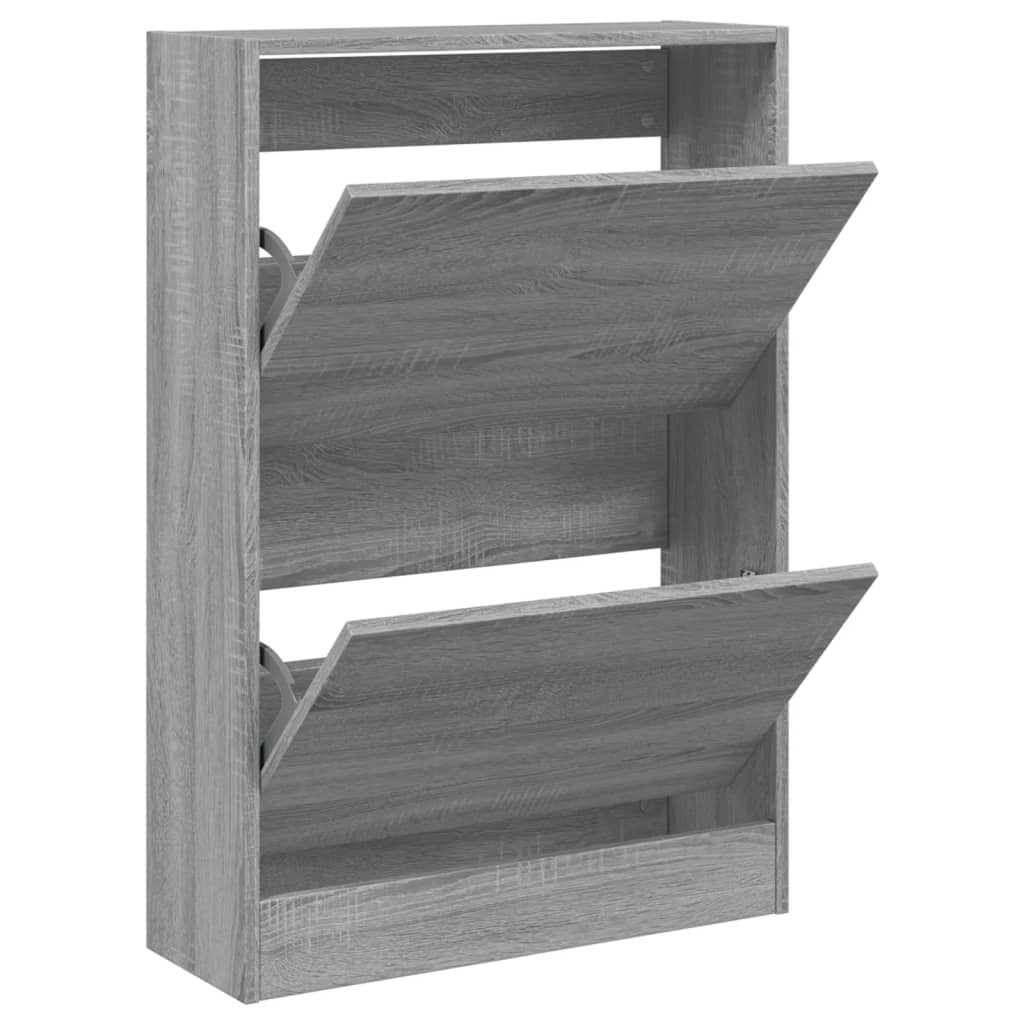 Gabinete de zapatos Vidaxl 60x21x87.5 cm Color de Oak de Oak Grey Grey de madera producida