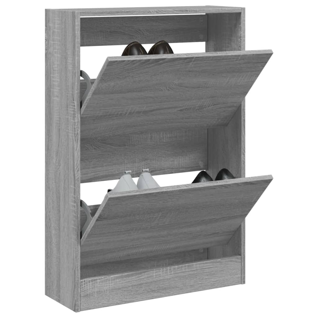 Vidaxl schoenenkast 60x21x87,5 cm bewerkt hout grijs sonoma eikenkleur