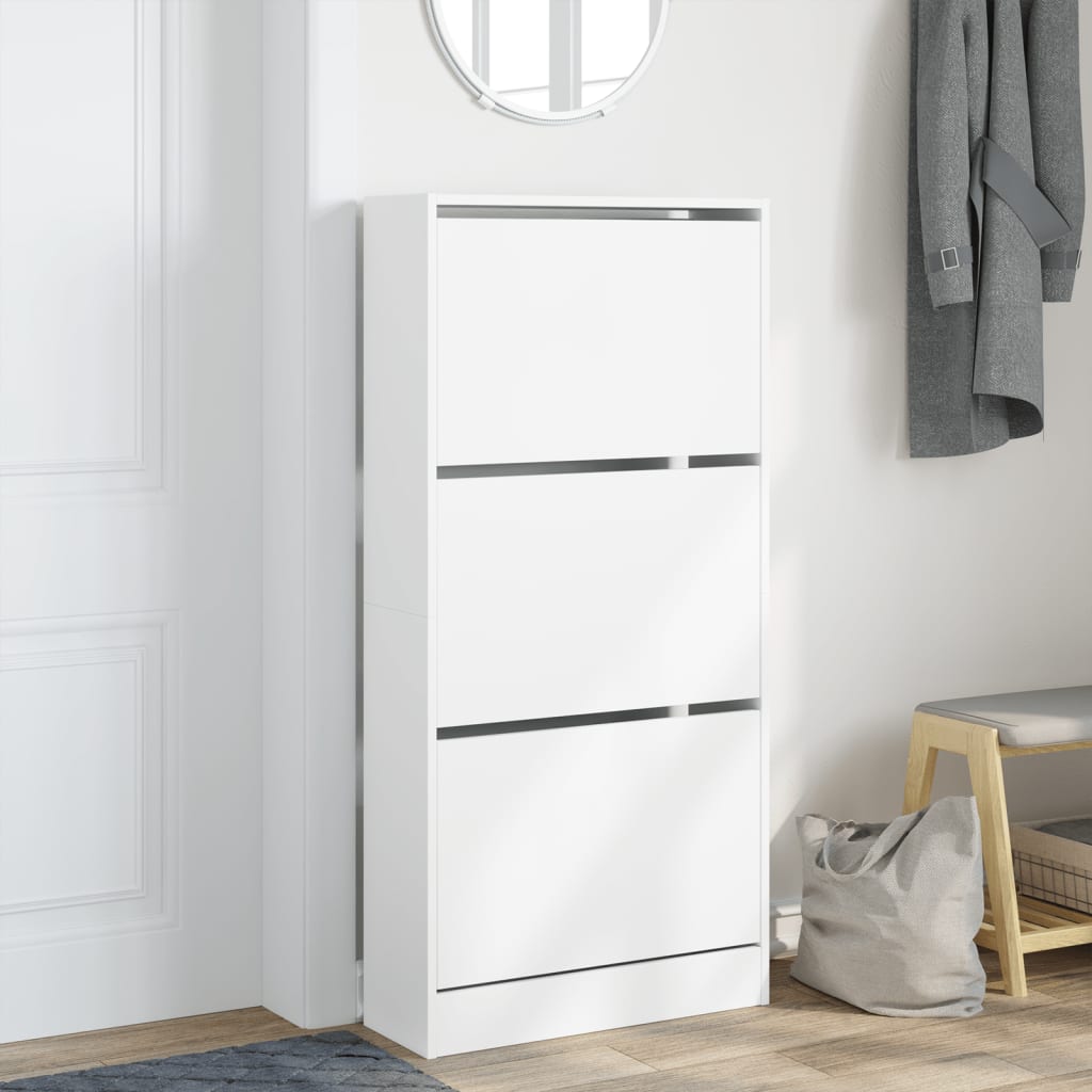 Vidaxx meuble à chaussures 60x21x125,5 cm bois d'ingénierie blanc