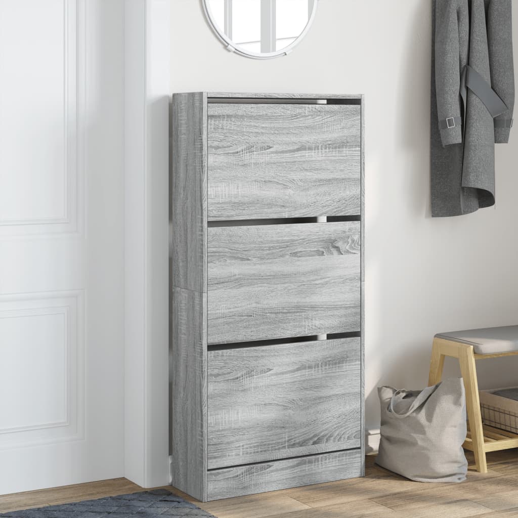 VidaXL shoe cabinet 60x21x125.5 cm Producted Wood Gray Sonoma Oak