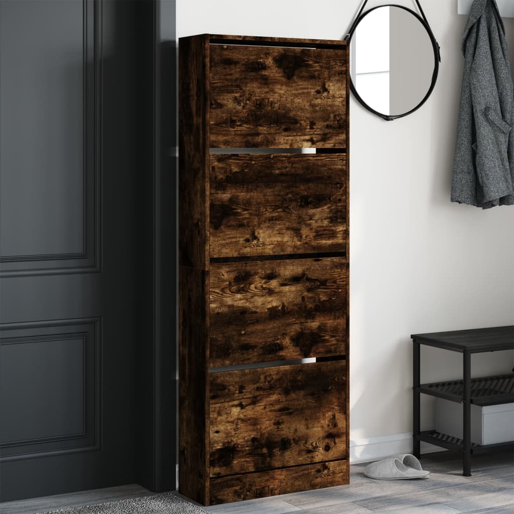 Vidaxx armoire à chaussures 60x21x163,5 cm bois traité, chêne fumé