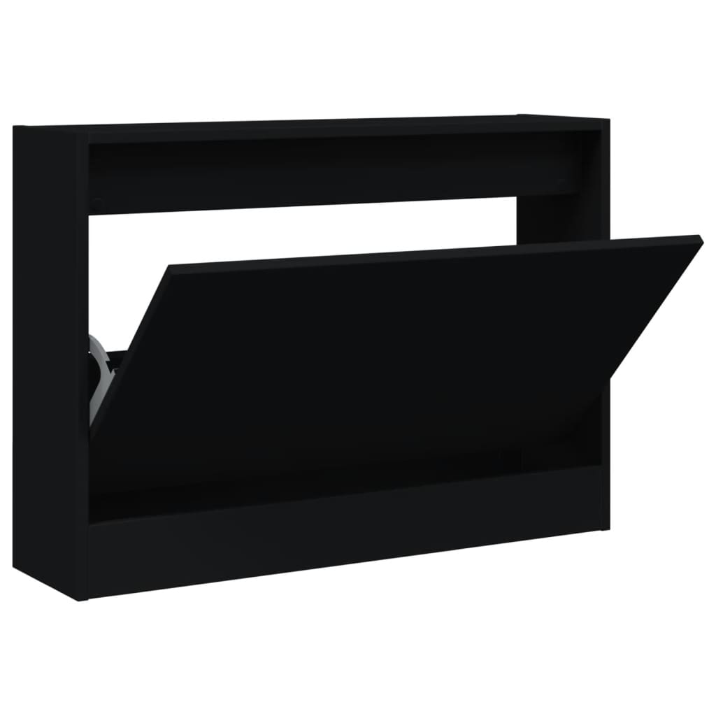 VidaXL Shoe cabinet 80x21x57 cm Properted Wood Black