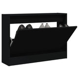 Gabinete de zapatos Vidaxl 80x21x57 CM Madera propiedad de negro