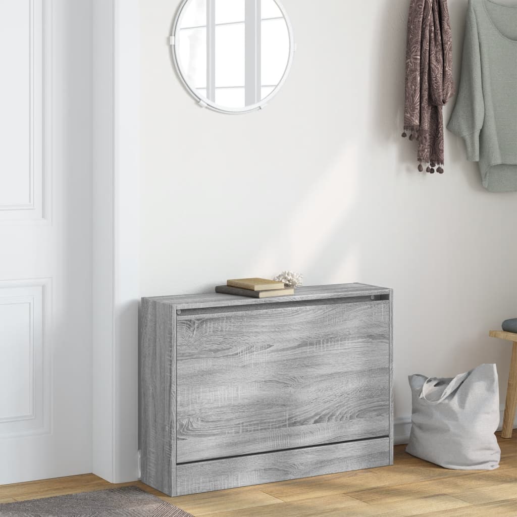 Vidaxl Shoe Cabinet 80x21x57 cm Property Wood Grey Sonoma Oak Color