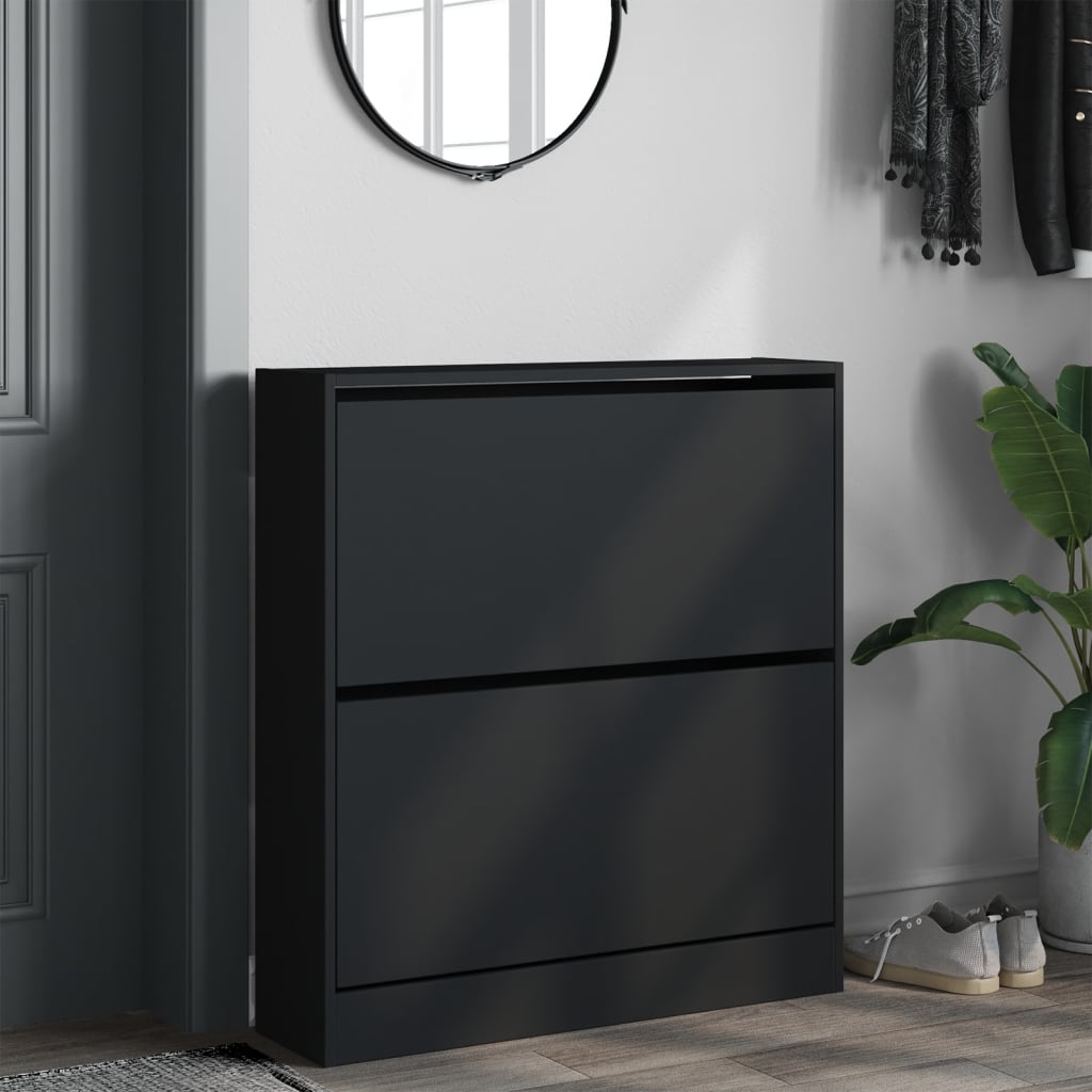 VidaXL Shoe cabinet 80x21x87.5 cm Properted Wood Black