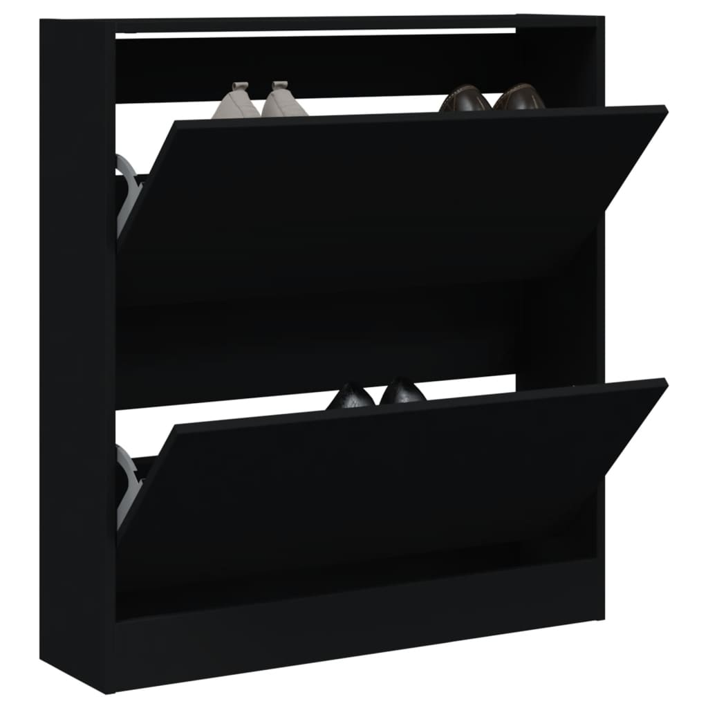 VidaXL Shoe cabinet 80x21x87.5 cm Properted Wood Black