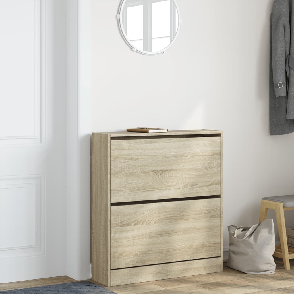 VidaXL Armoire à chaussures 80x21x87,5 cm bois d'ingénierie chêne sonoma