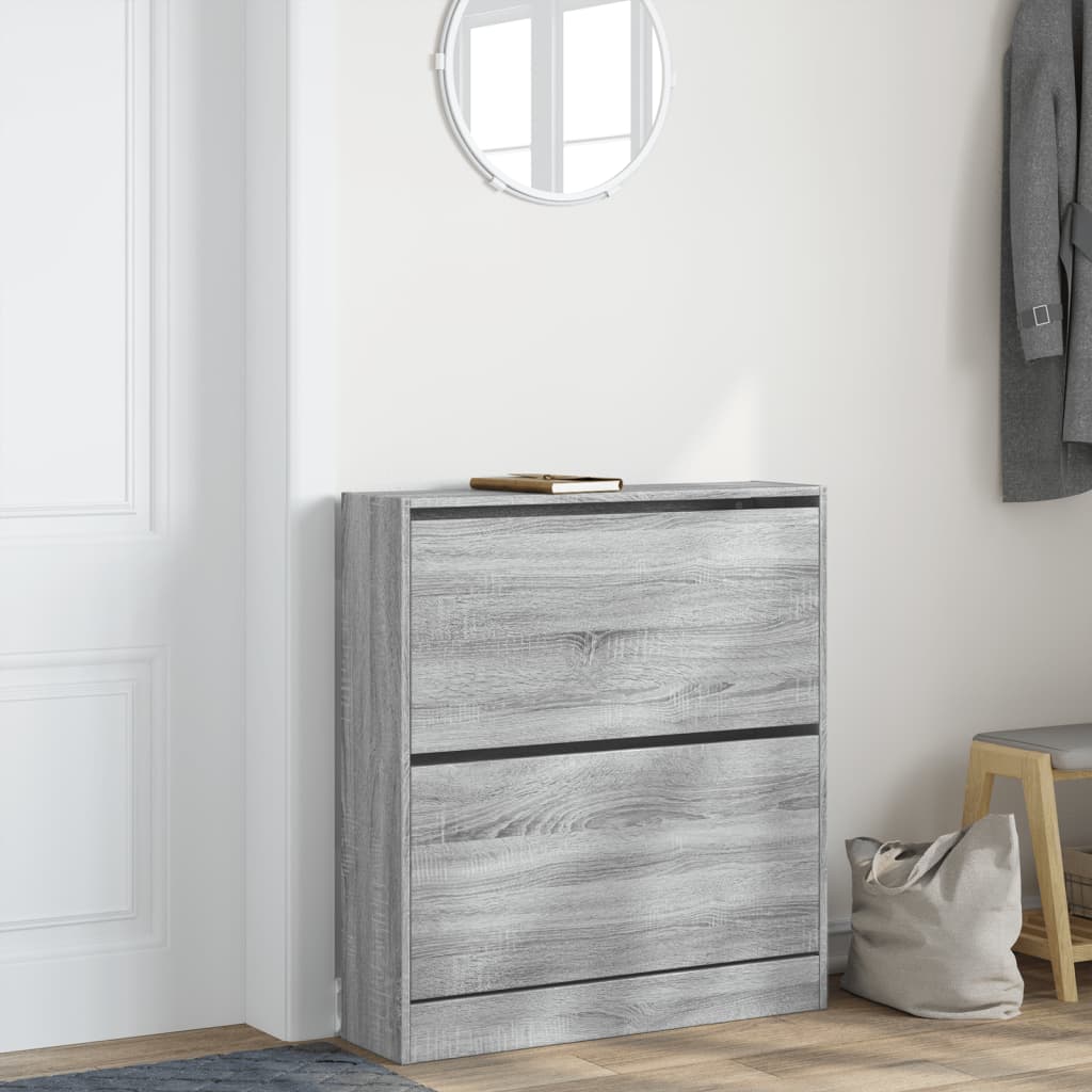 VidaXL Armoire à chaussures 80x21x87,5 cm bois d'ingénierie gris couleur chêne sonoma