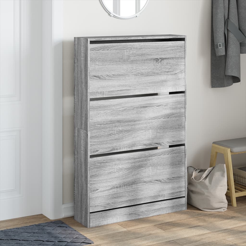 Armoire à chaussures Vidaxl 80x21x125.5 cm Produit en bois Grey Sonoma Oak