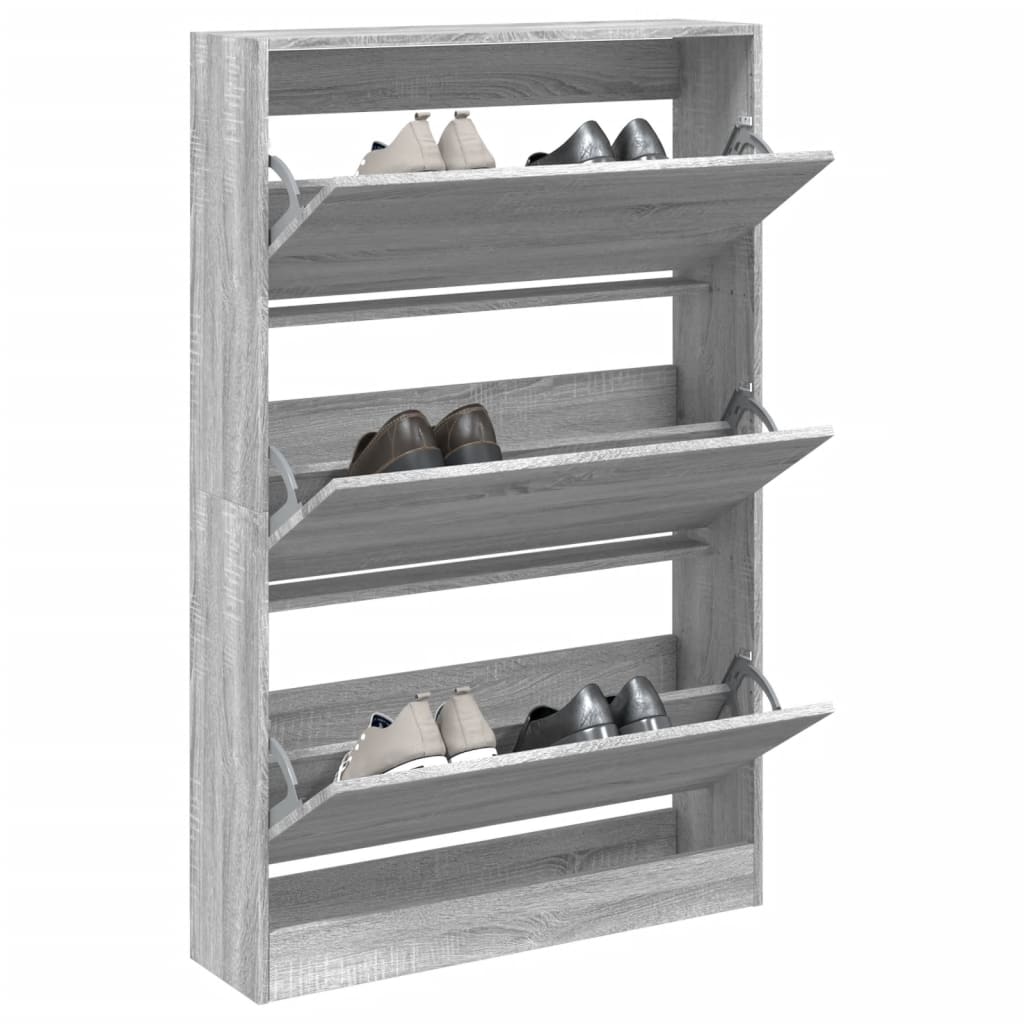 VidaXL Shoe cabinet 80x21x125.5 cm Producted Wood Gray Sonoma Oak