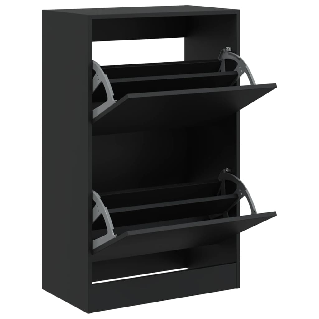 Gabinete de zapatos Vidaxl 60x34x96.5 cm de madera propiedad de negro