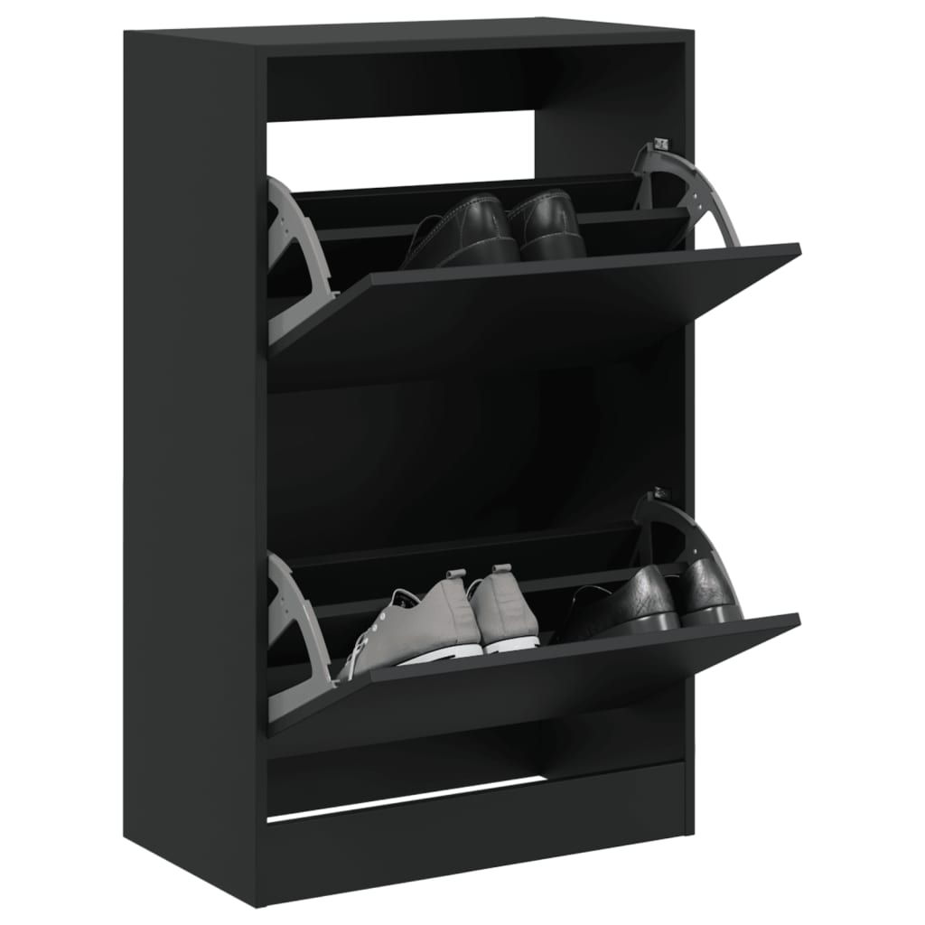 Gabinete de zapatos Vidaxl 60x34x96.5 cm de madera propiedad de negro