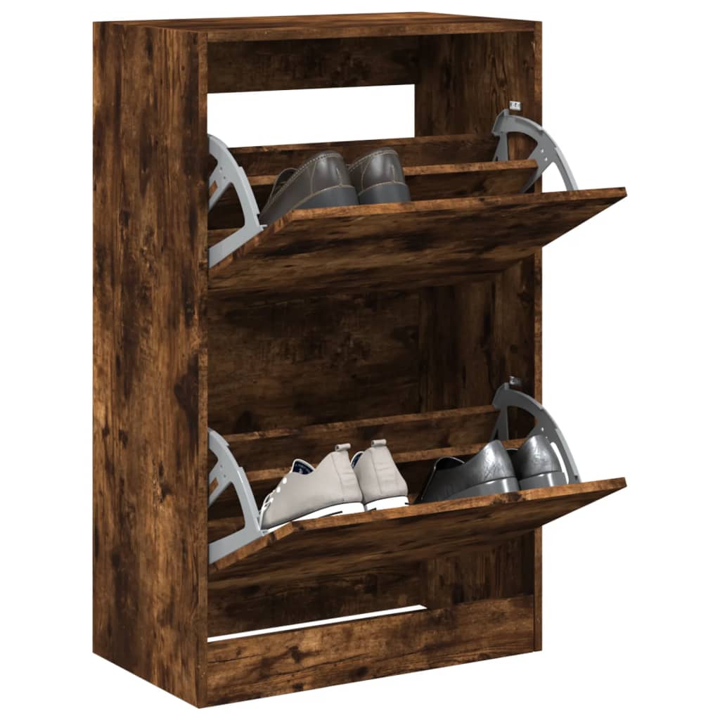 Vidaxl Shoe Cabinet 60x34x96,5 cm Property Wood Røget eg Farvet