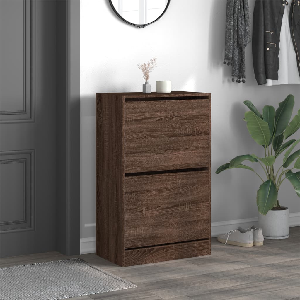VidaXL armoire à chaussures 60x34x96,5 cm bois fini couleur chêne marron