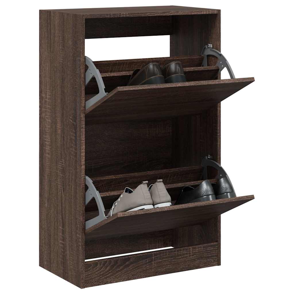 VidaXL armoire à chaussures 60x34x96,5 cm bois fini couleur chêne marron