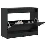 Gabinete de zapatos Vidaxl 80x34x63 cm de madera propiedad de negro