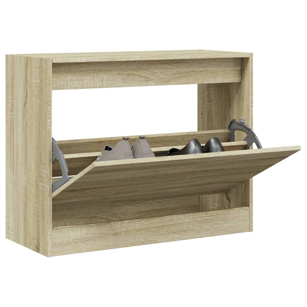 VIDAXL -Schuhschrank 80x34x63 cm Propertiertes Holz Sonoma Eiche gefärbt