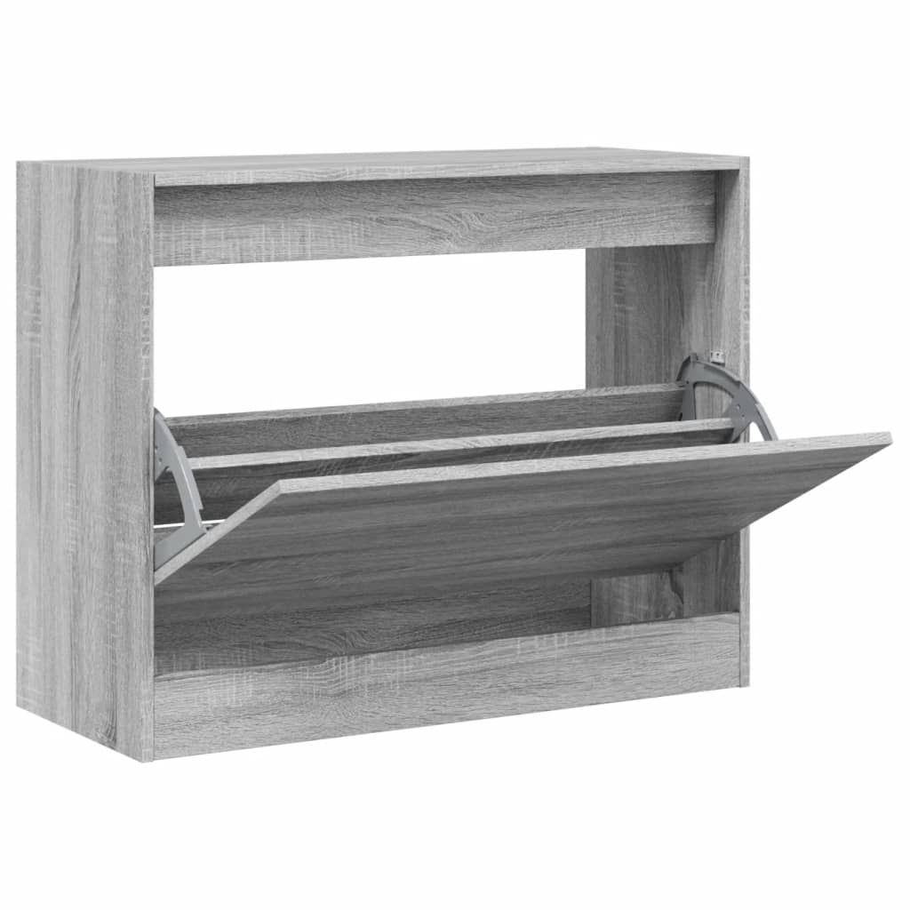 Vidaxl Cabinet da scarpe 80x34x63 cm Colore di quercia Sonoma in legno Grey