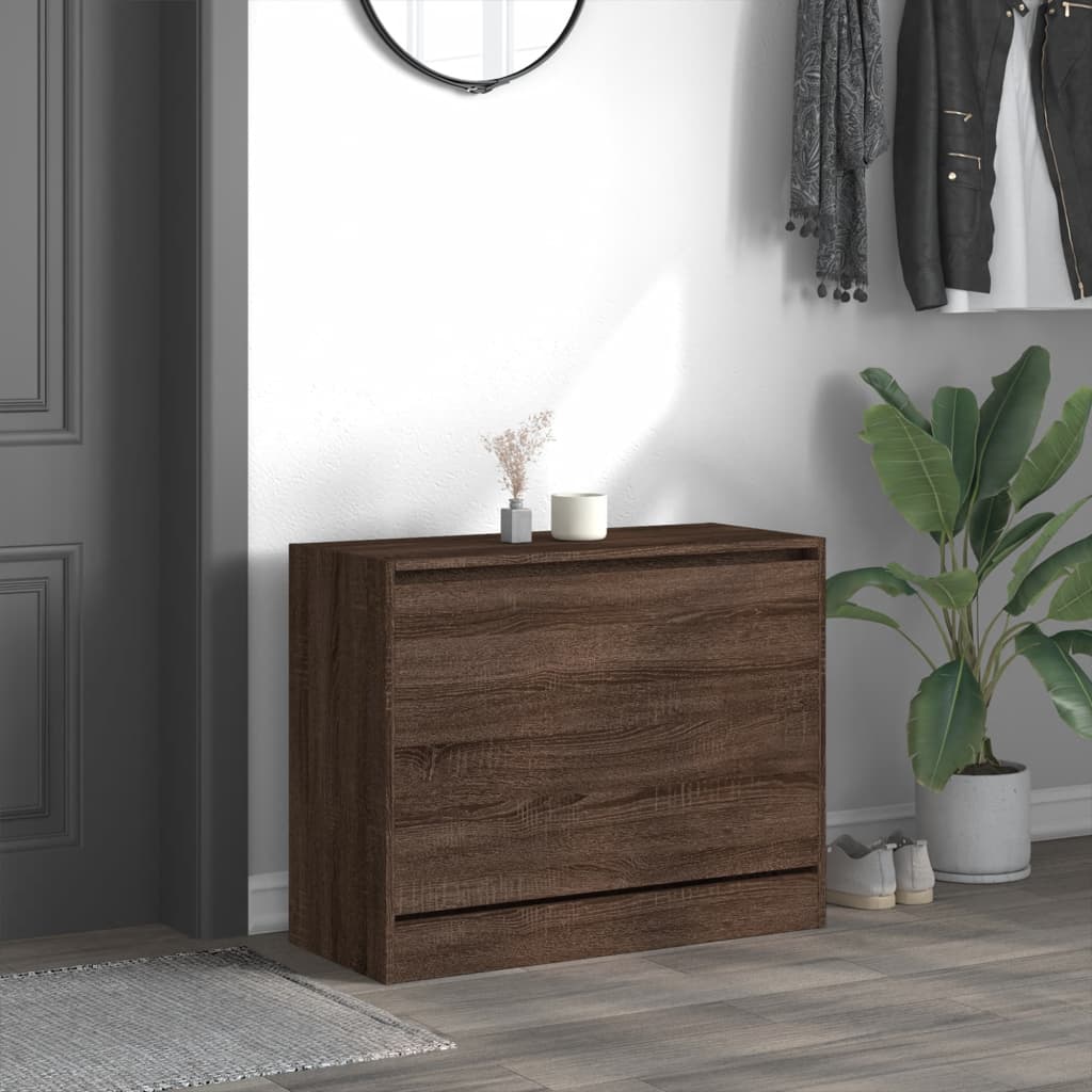 Vidaxl Shoe Cabinet 80x34x63 cm Property Wood Brown Oak Color