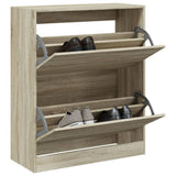 VidaXL armoire à chaussures 80x34x96,5 cm bois d'ingénierie couleur chêne sonoma