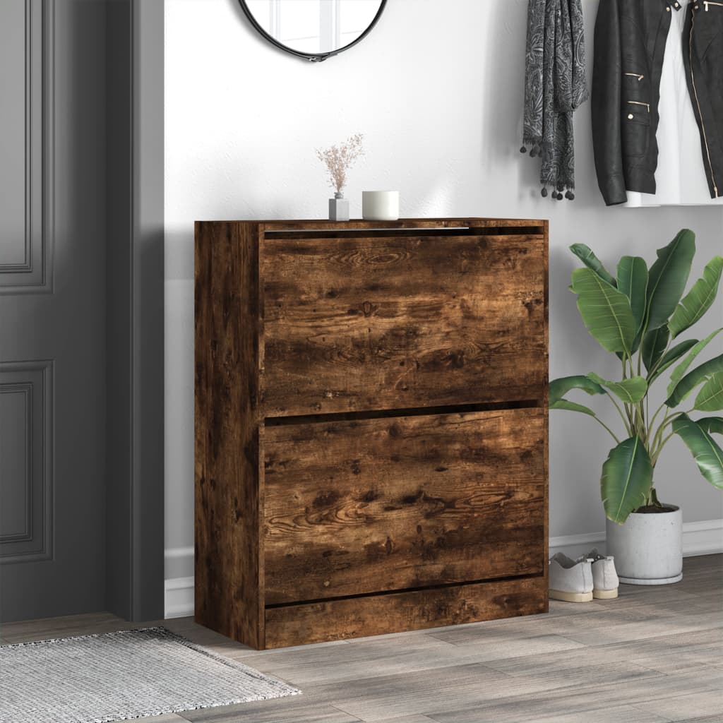 Vidaxl Cabinet da scarpe 80x34x96.5 cm Oak fumato in legno trasformato