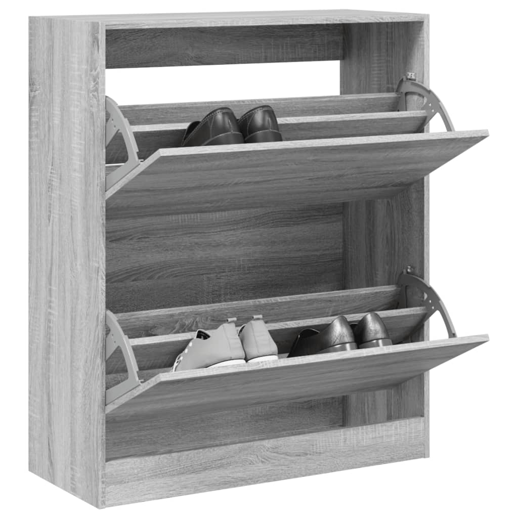 Armoire à chaussures Vidaxl 80x34x96,5 cm en bois coupé gris sonoma chêne couleur