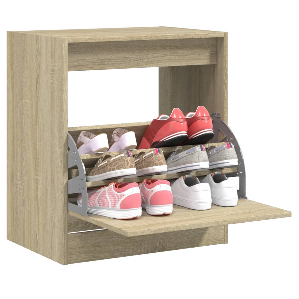 Vidaxl Schuhschrank 60x42x69 cm Propertiertes Holz Sonoma Eiche gefärbt