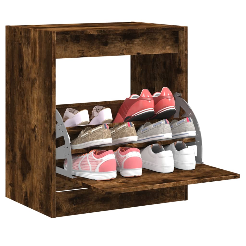 Armoire à chaussures Vidaxl 60x42x69 cm en bois de bois de bois fumé coloré