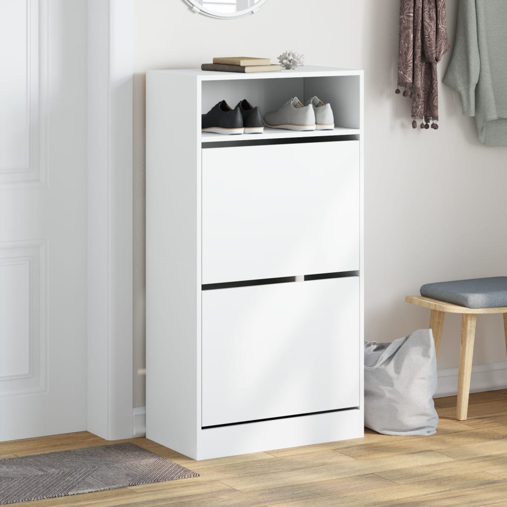 Armoire à chaussures Vidaxl 60x34x116 cm Bois de blanc