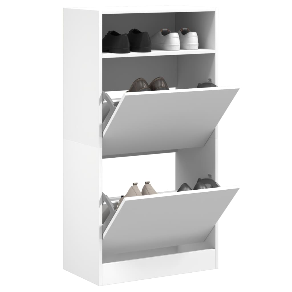 Armoire à chaussures Vidaxl 60x34x116 cm Bois de blanc