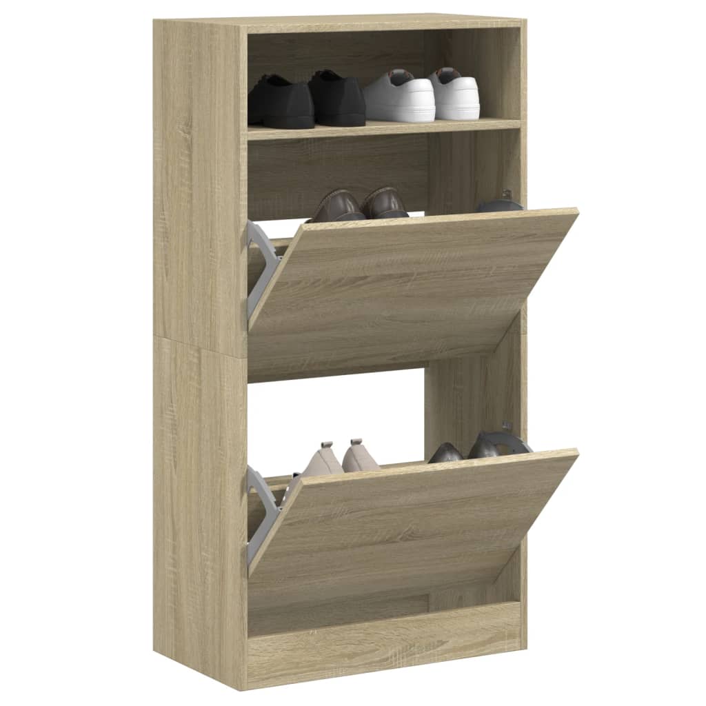 VIDAXL -Schuhschrank 60x34x116 cm Propertiertes Holz Sonoma Eiche gefärbt