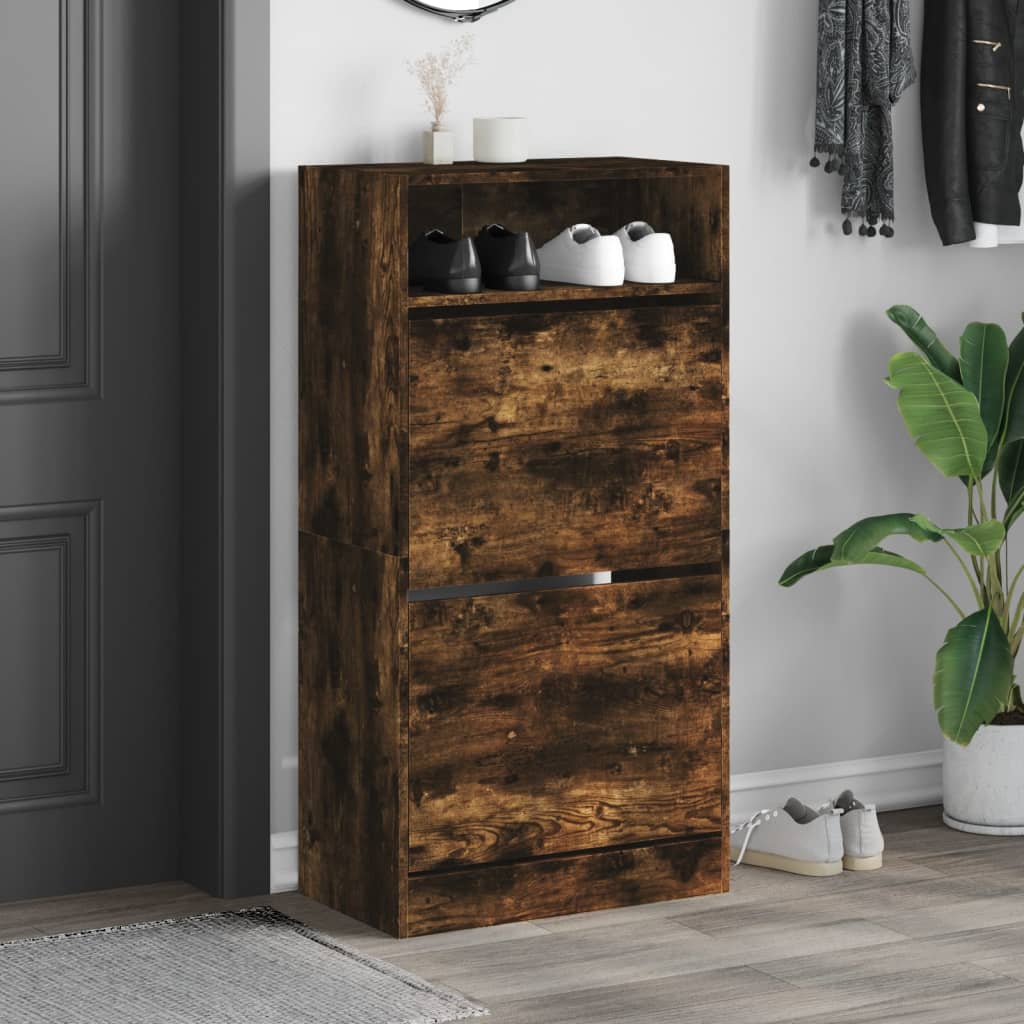 VidaXL shoe cabinet 60x34x116 cm Properted Wood Smoked Oak colored