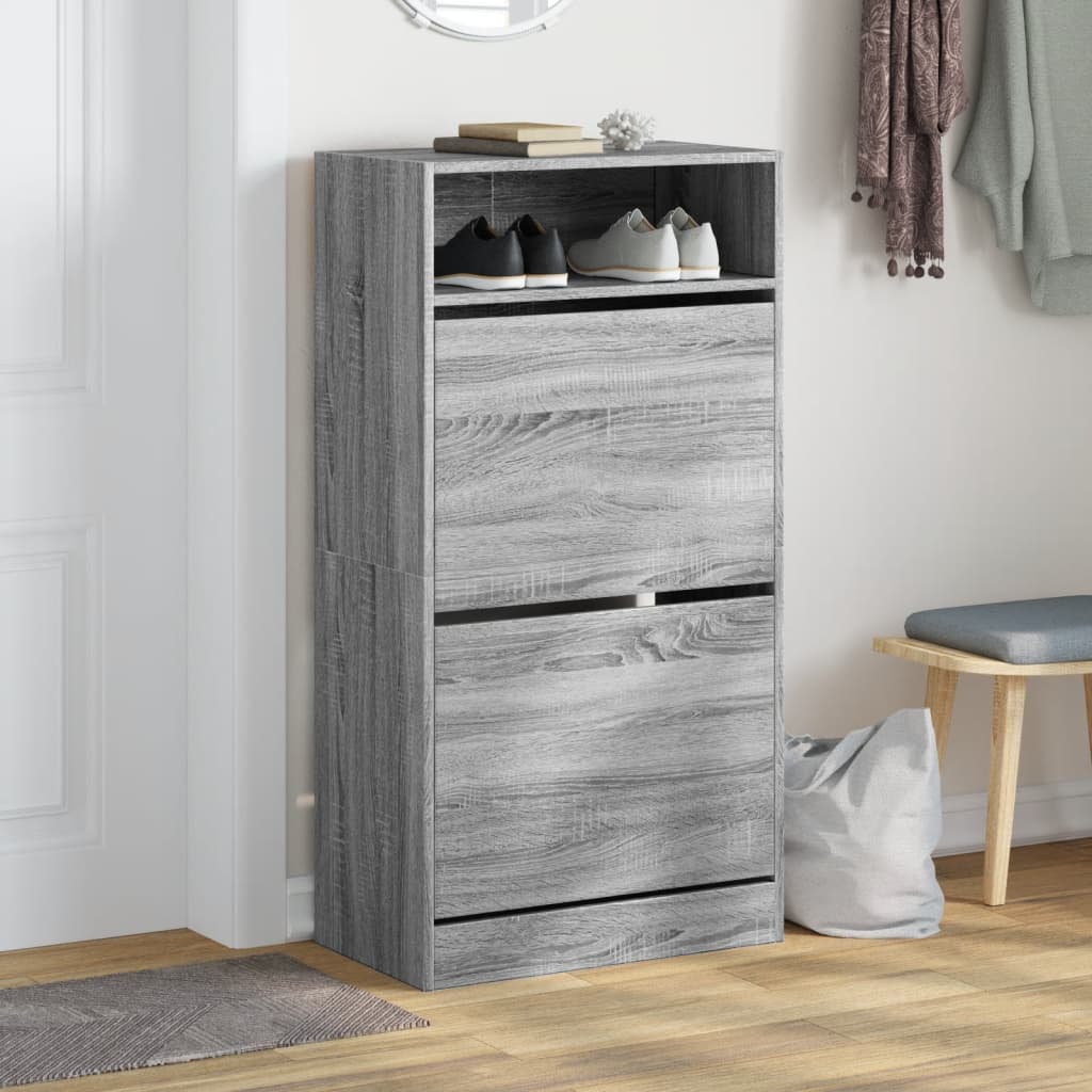 Vidaxl Shoe Cabinet 60x34x116 cm skåret træ grå sonoma eg Farve