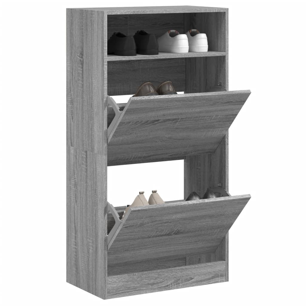 Armoire à chaussures vidaxl 60x34x116 cm en bois coupé gris sonoma chêne couleur