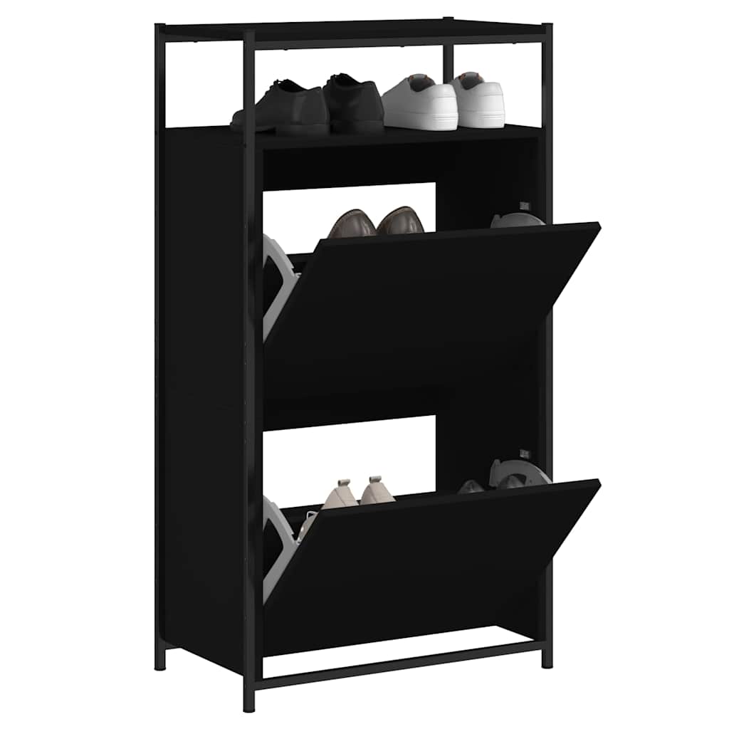 Vidaxx armoire à chaussures 60x34x112 cm bois fini noir