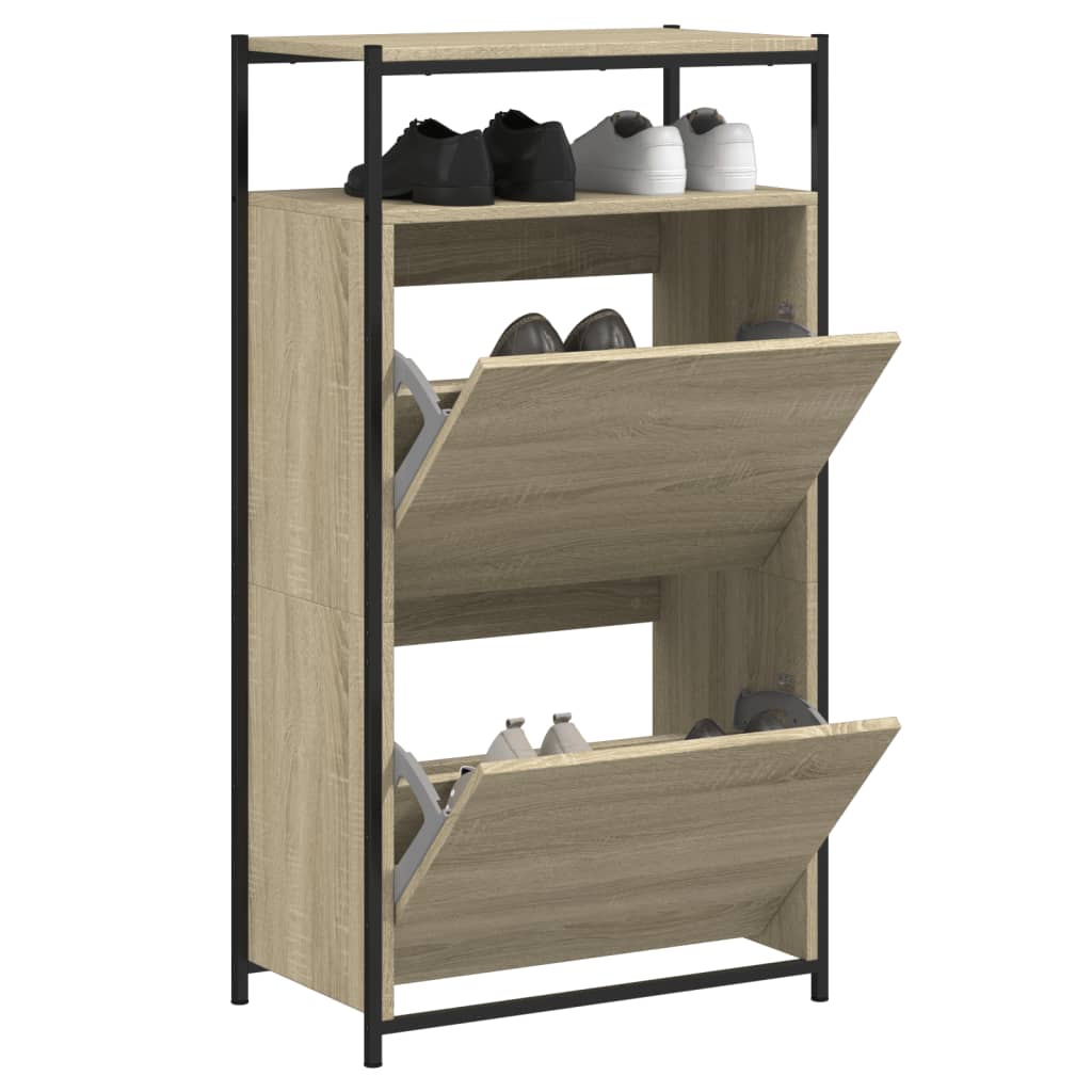 VidaXL armoire à chaussures 60x34x112 cm bois d'ingénierie couleur chêne sonoma