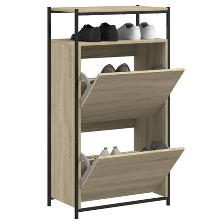 VidaXL armoire à chaussures 60x34x112 cm bois d'ingénierie couleur chêne sonoma