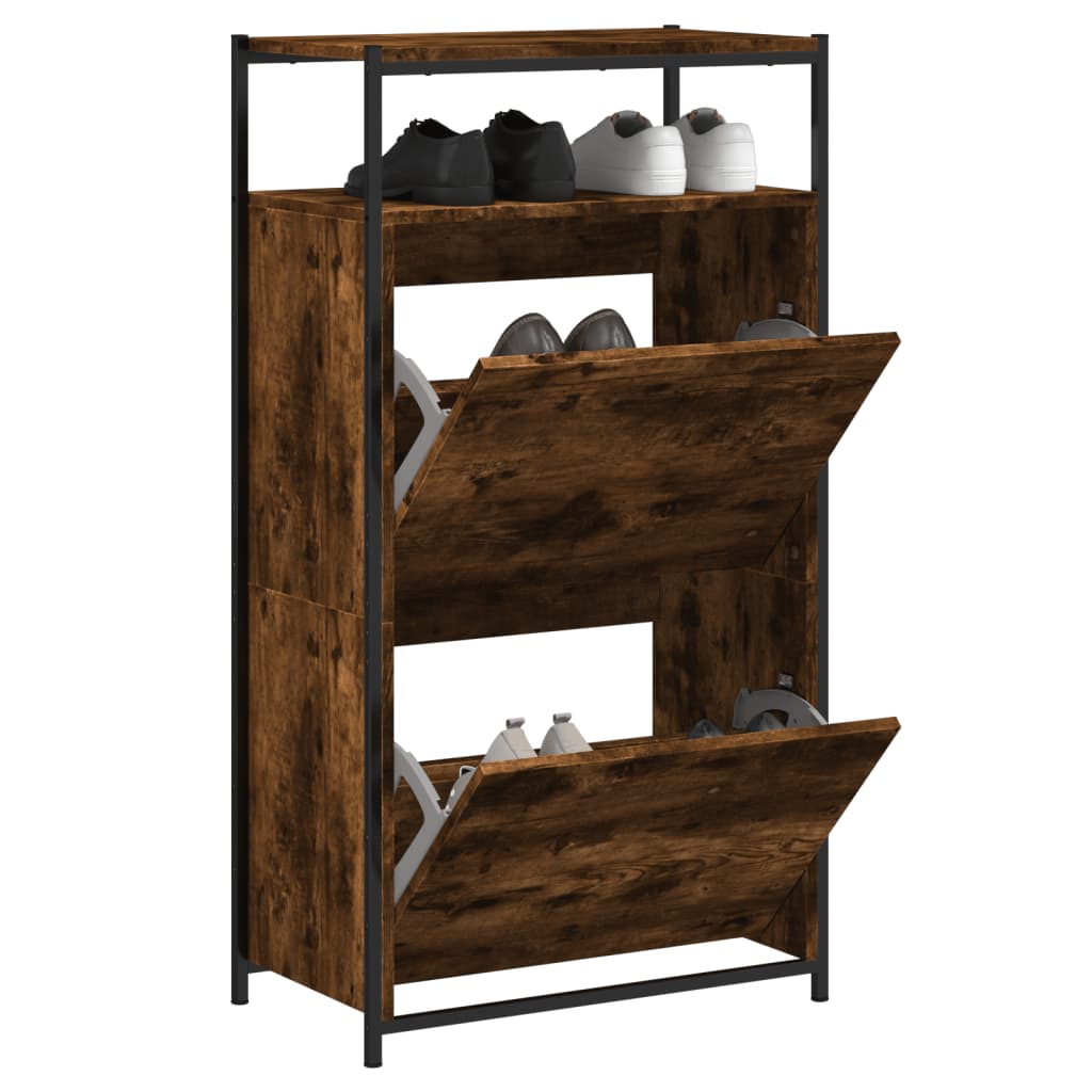 Vidaxl Shoe Cabinet 60x34x112 cm Property Wood Røget eg Farvet