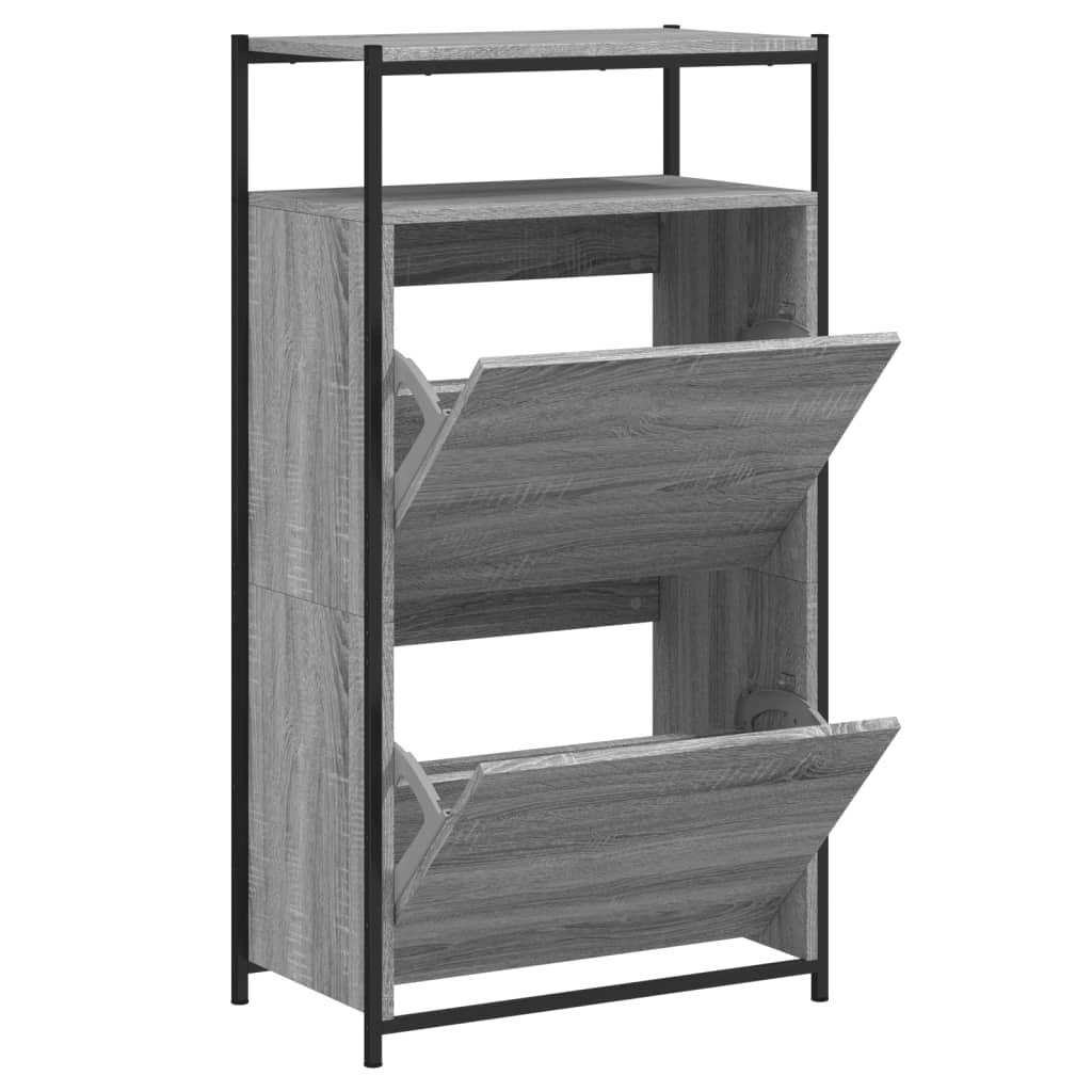 Vidaxx meuble à chaussures 60x34x112 cm bois d'ingénierie couleur chêne sonoma gris