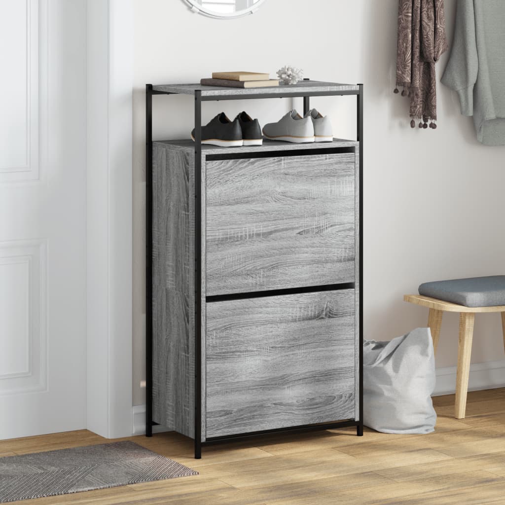 Vidaxx meuble à chaussures 60x34x112 cm bois d'ingénierie couleur chêne sonoma gris