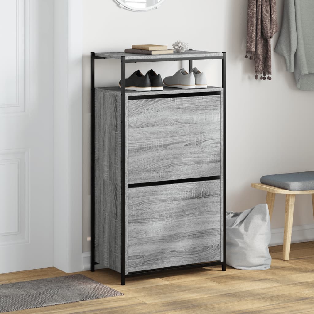 Vidaxl Schong Cabinet 60x34x112 cm Propertéiert Holz Greyoma Oakfaarf