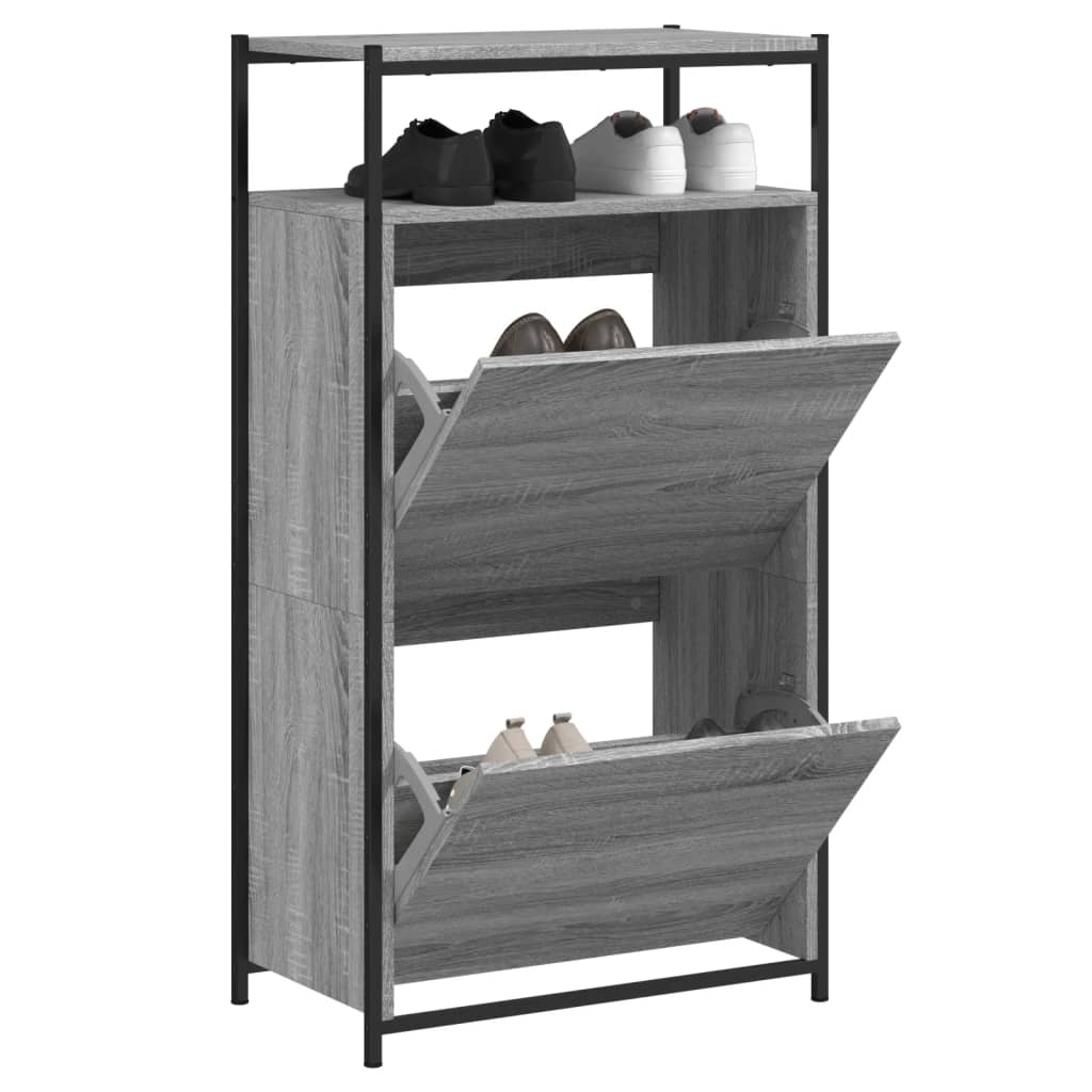 Vidaxx meuble à chaussures 60x34x112 cm bois d'ingénierie couleur chêne sonoma gris