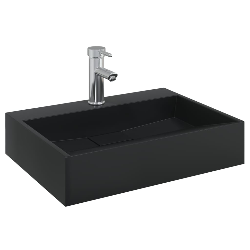 Vidaxl Washbasin 50x38x11 cm liti mineralni marmor mat črna