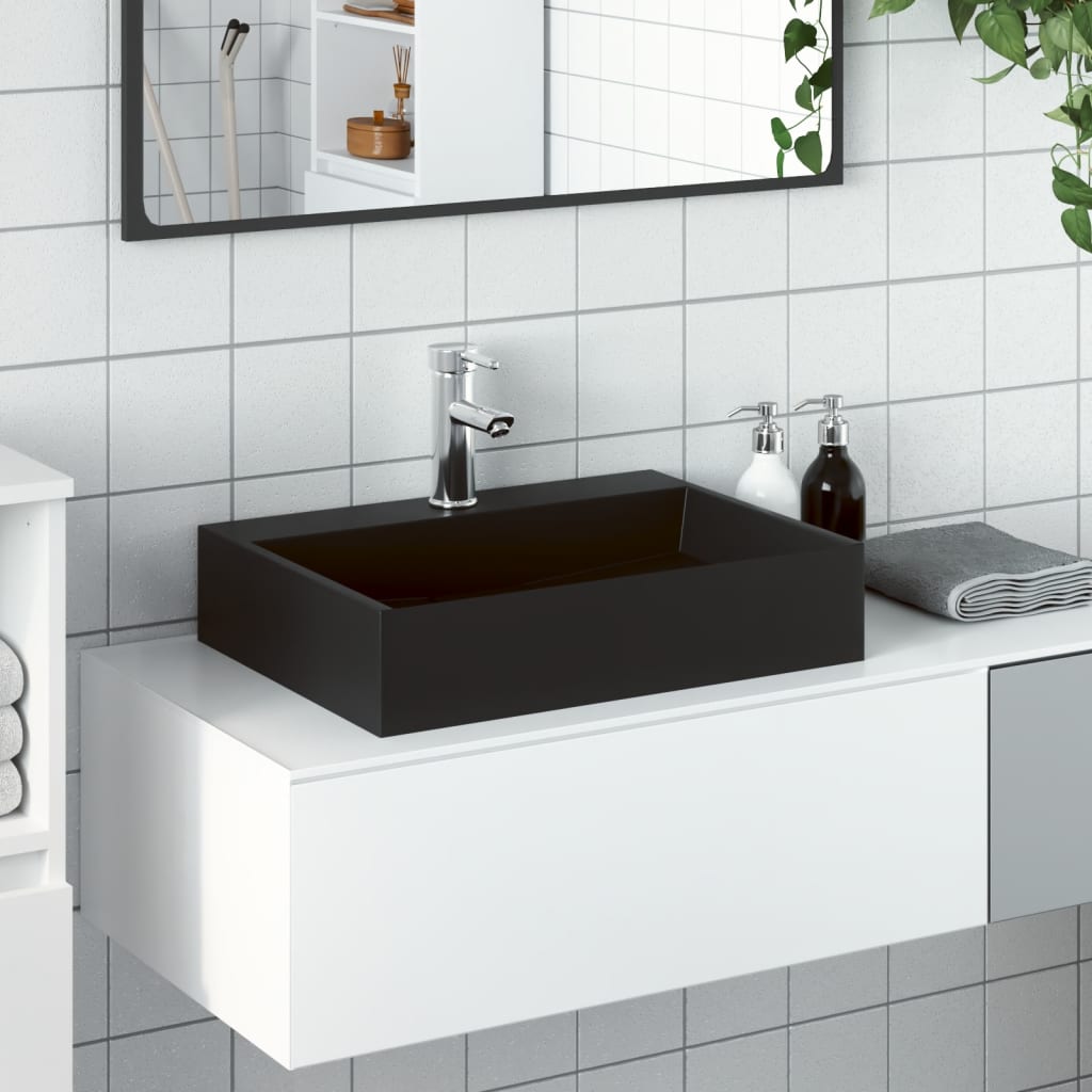 Vidaxx lavabo 50x38x11 cm marbre minéral moulé noir mat