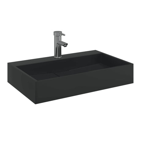 VidaXL Lavabo 60x38x11 cm marbre minéral moulé noir mat