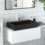 VidaXL Lavabo 60x38x11 cm marbre minéral moulé noir mat