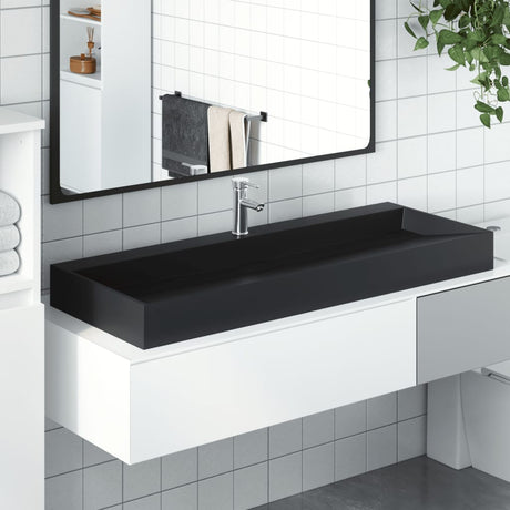 Vidaxx lavabo 120x46x11 cm marbre minéral moulé noir mat