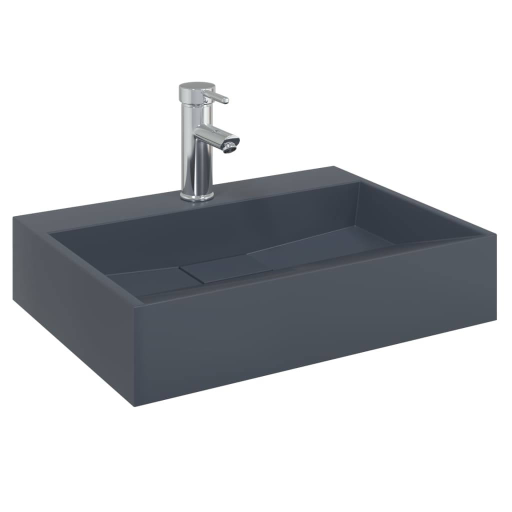 Vidaxl Washbasin 50x38x11 cm en marbre minéral en marbre anthracite