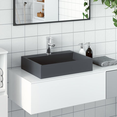Vidaxx lavabo 50x38x11 cm fonte minérale marbre fonte anthracite