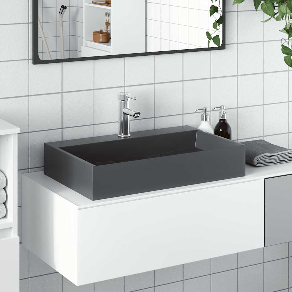 Vidaxx lavabo 60x38x11 cm fonte minérale marbre fonte anthracite